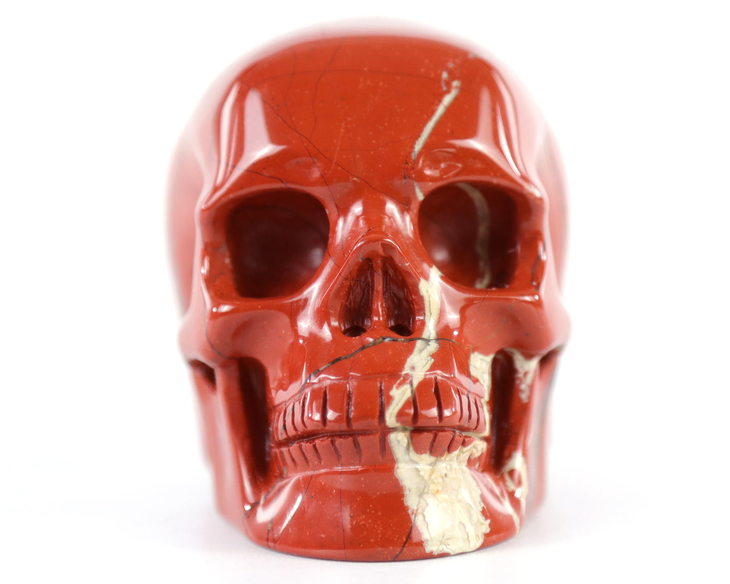 3.0" Red Jasper Hand Carved Crystal Realistic Skull Sculpture Crystallumi