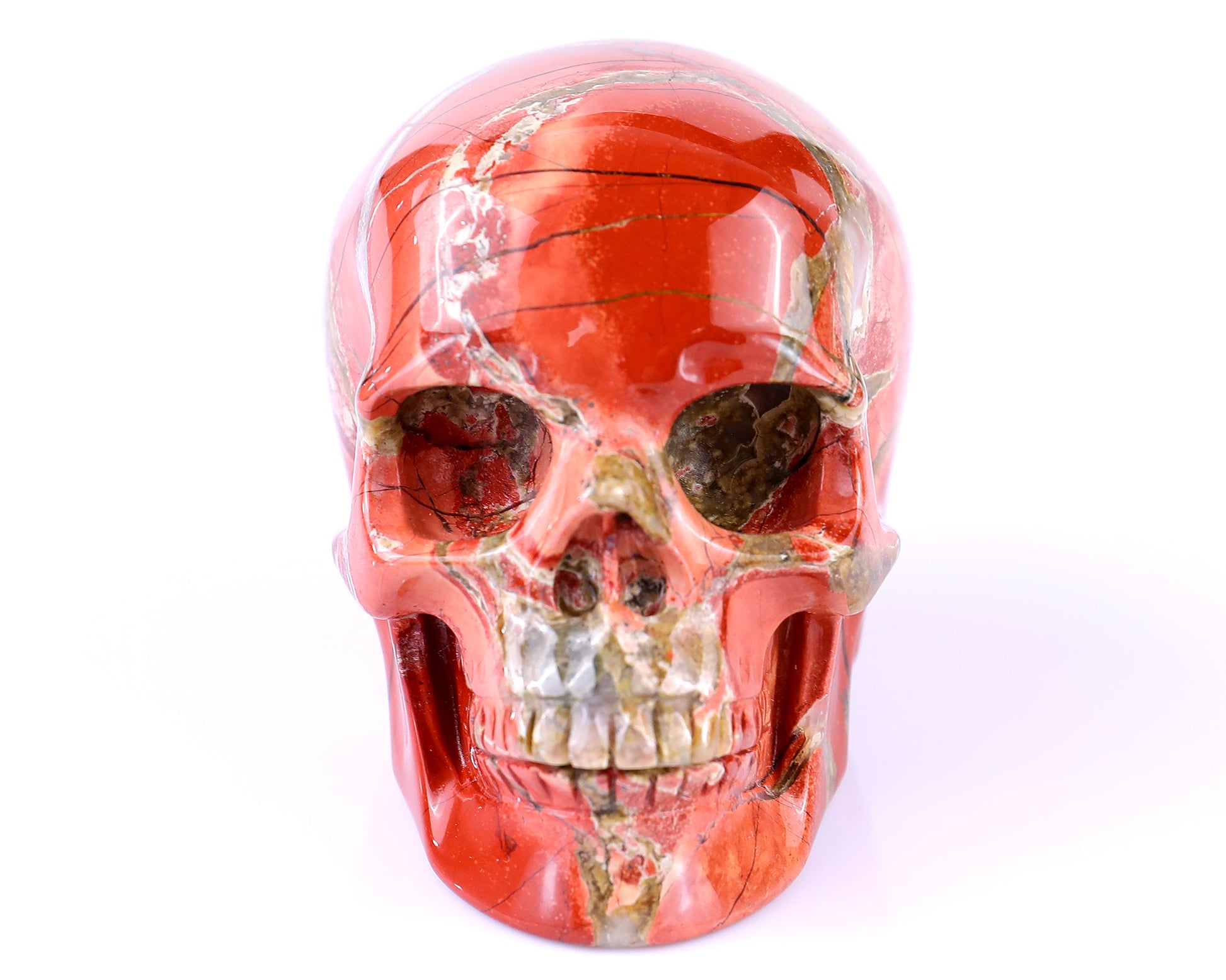 3.0" Red Jasper Hand Carved Crystal Realistic Skull Sculpture Crystallumi