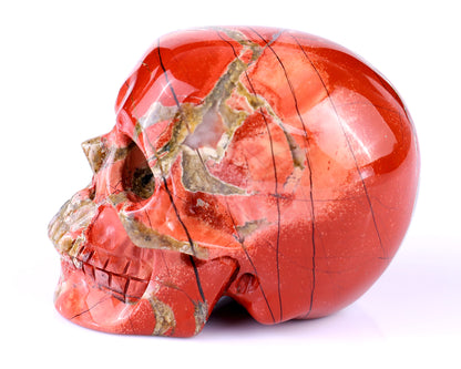 3.0" Red Jasper Hand Carved Crystal Realistic Skull Sculpture Crystallumi