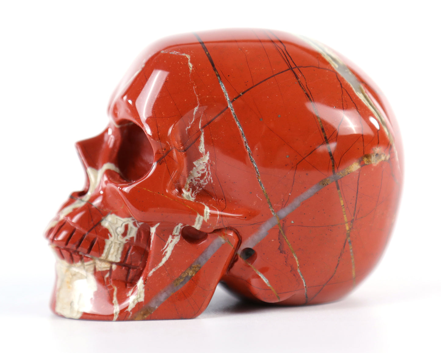 3.0" Red Jasper Hand Carved Crystal Realistic Skull Sculpture Crystallumi