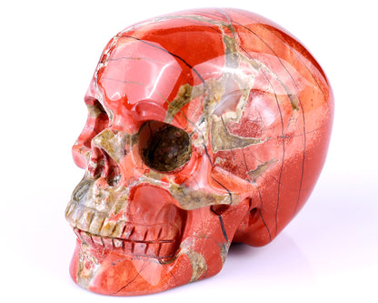 3.0" Red Jasper Hand Carved Crystal Realistic Skull Sculpture Crystallumi