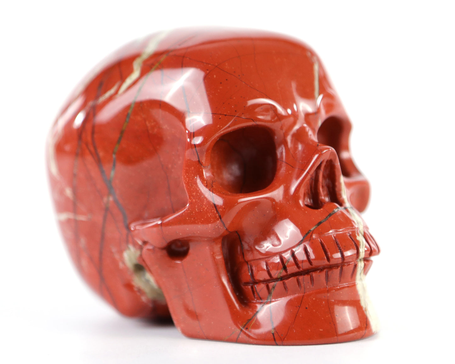 3.0" Red Jasper Hand Carved Crystal Realistic Skull Sculpture Crystallumi