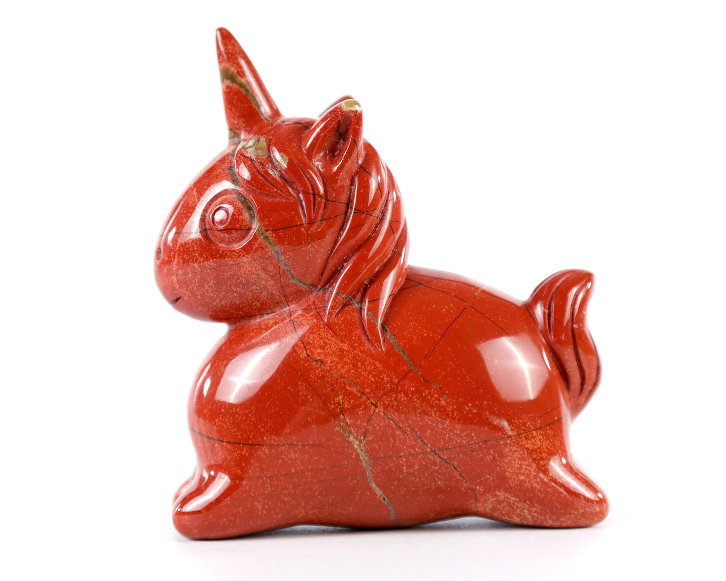 3.0" Red Jasper Hand Carved Crystal Unicorn Sculpture Crystallumi