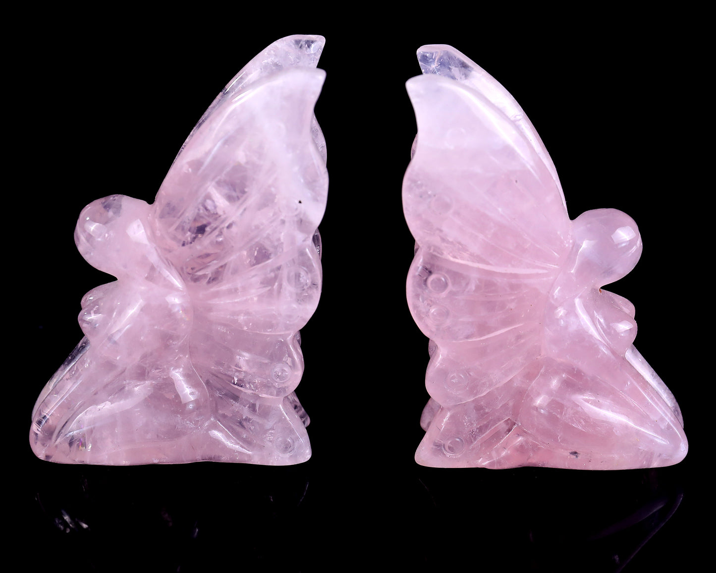 3.0" Rose Quartz Hand Carved Crystal Flower Faerie Sculpture Crystallumi