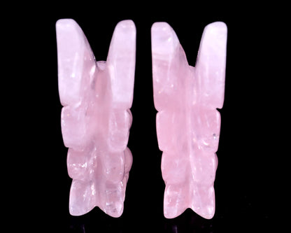 3.0" Rose Quartz Hand Carved Crystal Flower Faerie Sculpture Crystallumi