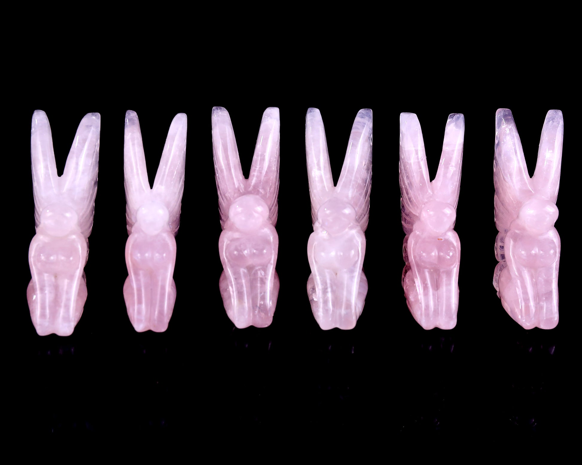 3.0" Rose Quartz Hand Carved Crystal Flower Faerie Sculpture Crystallumi