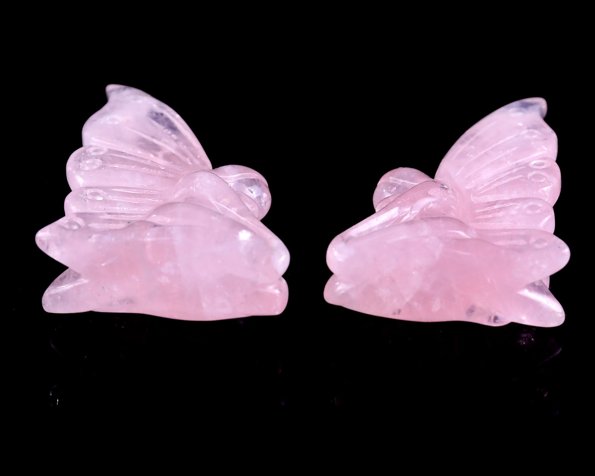 3.0" Rose Quartz Hand Carved Crystal Flower Faerie Sculpture Crystallumi