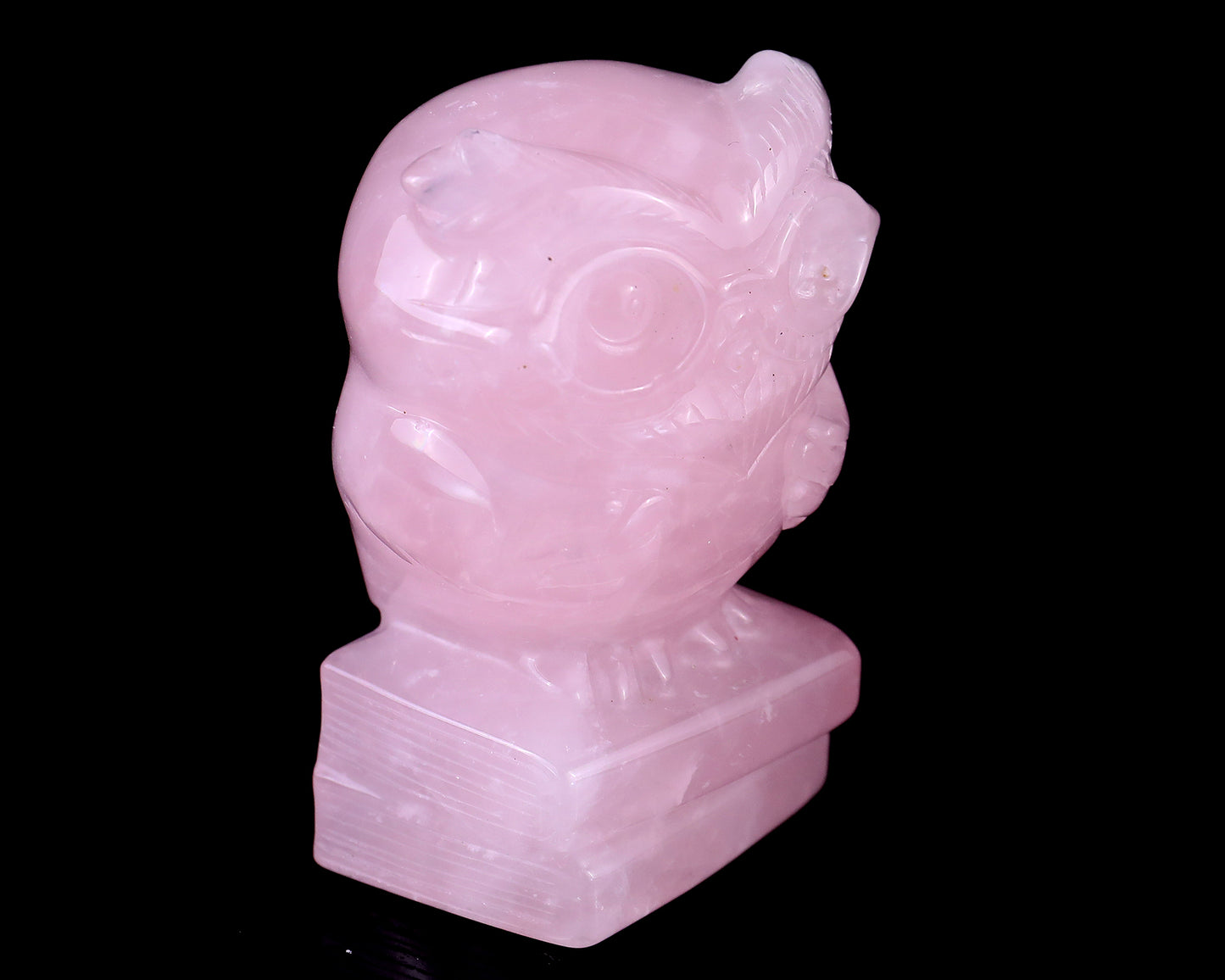 3.0" Rose Quartz Hand Carved Crystal Owl Sculpture Crystallumi