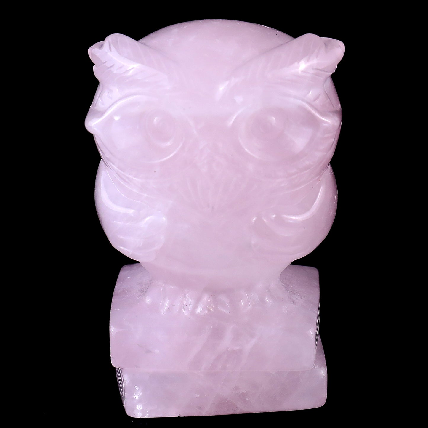 3.0" Rose Quartz Hand Carved Crystal Owl Sculpture Crystallumi