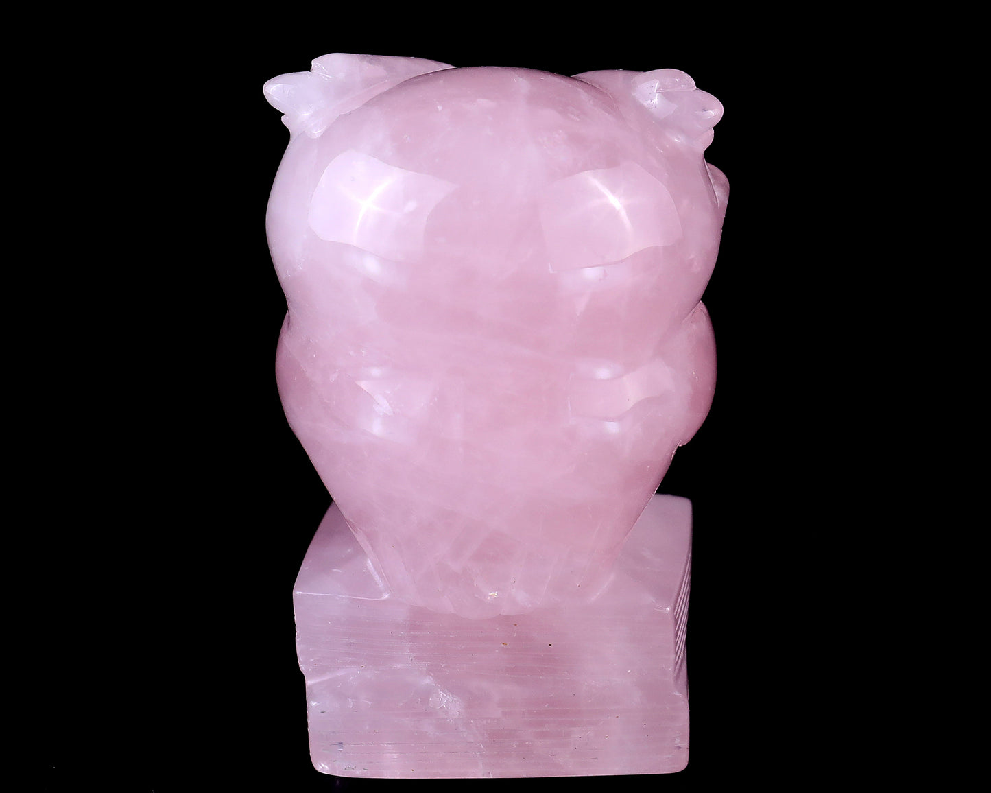 3.0" Rose Quartz Hand Carved Crystal Owl Sculpture Crystallumi