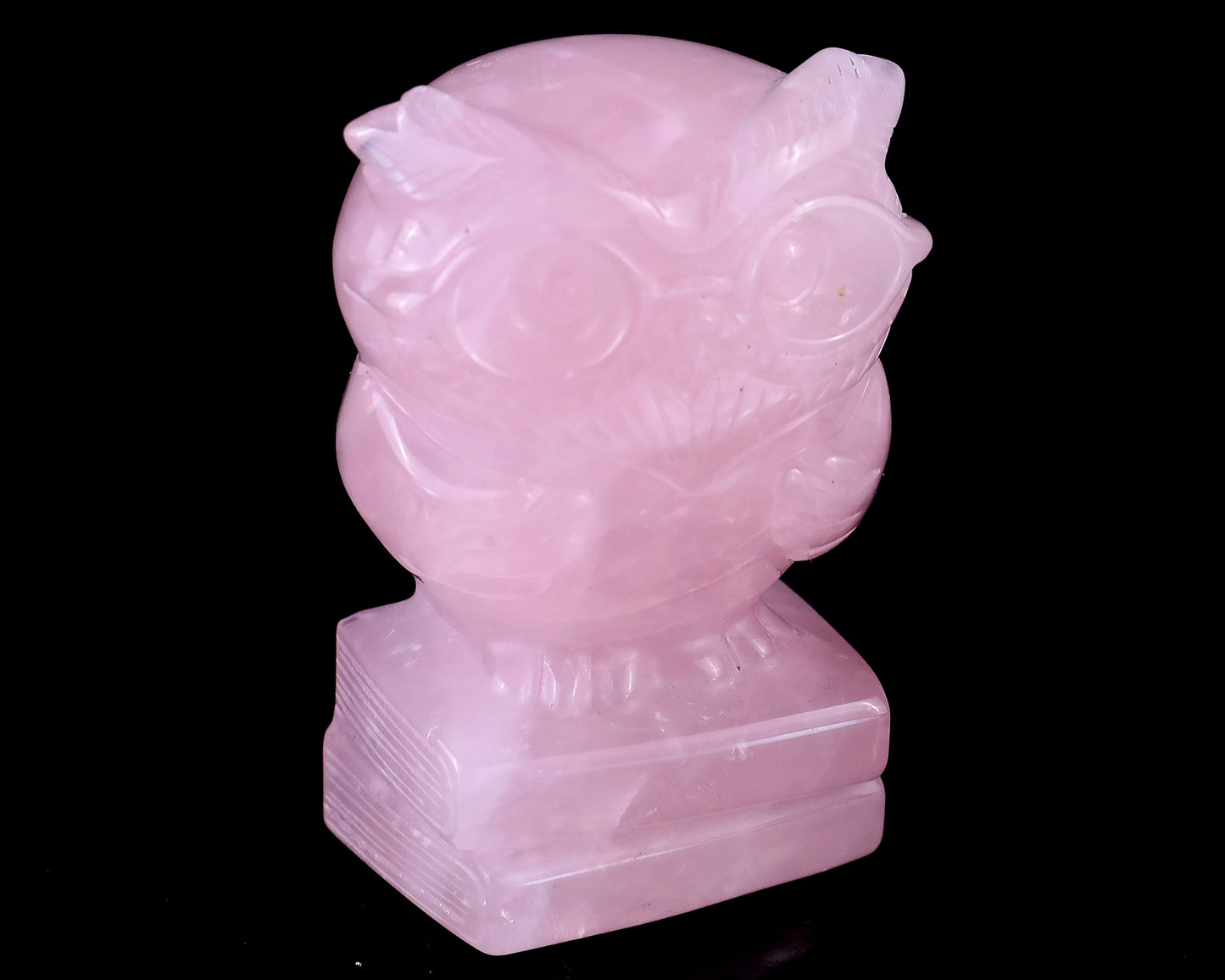 3.0" Rose Quartz Hand Carved Crystal Owl Sculpture Crystallumi