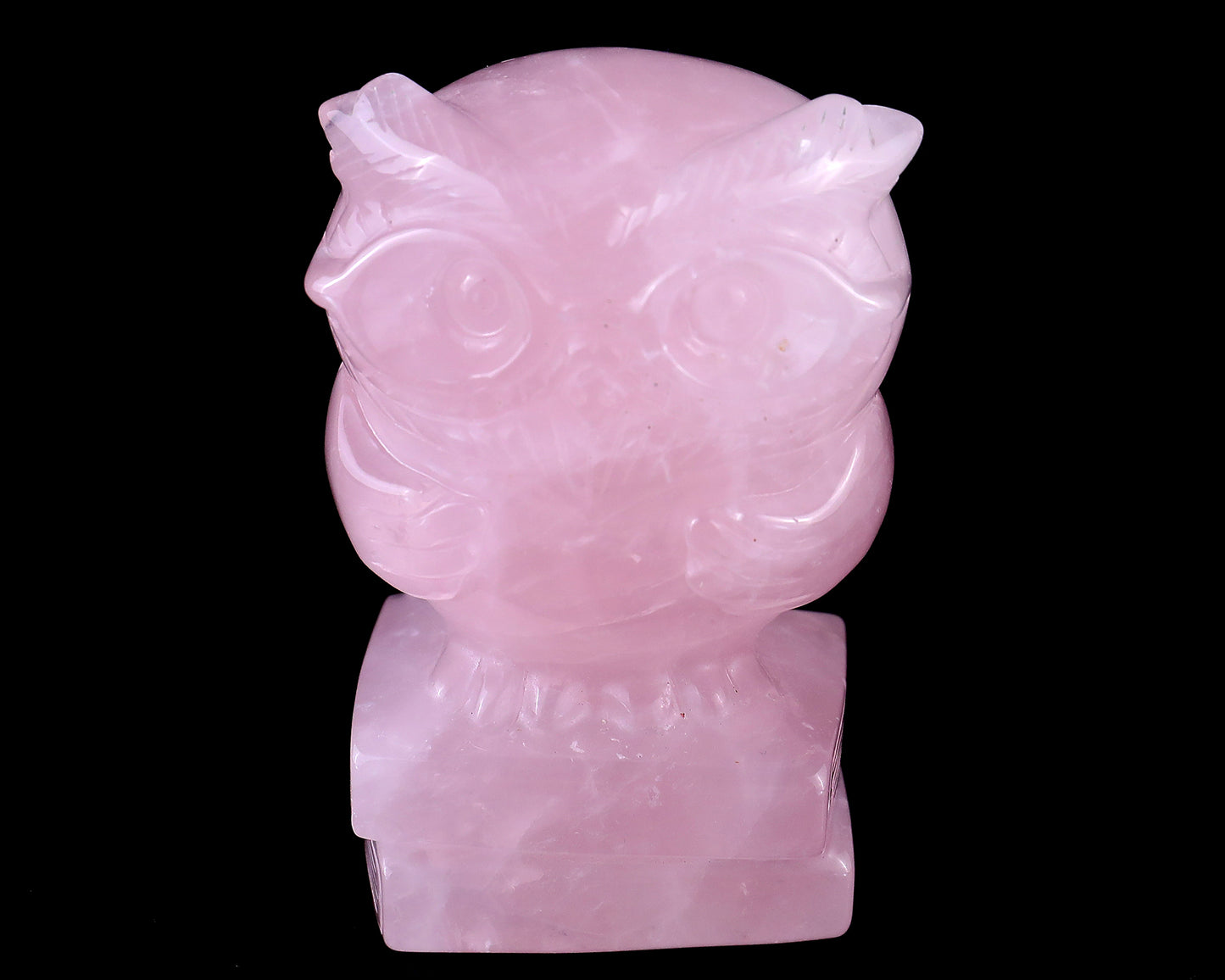 3.0" Rose Quartz Hand Carved Crystal Owl Sculpture Crystallumi