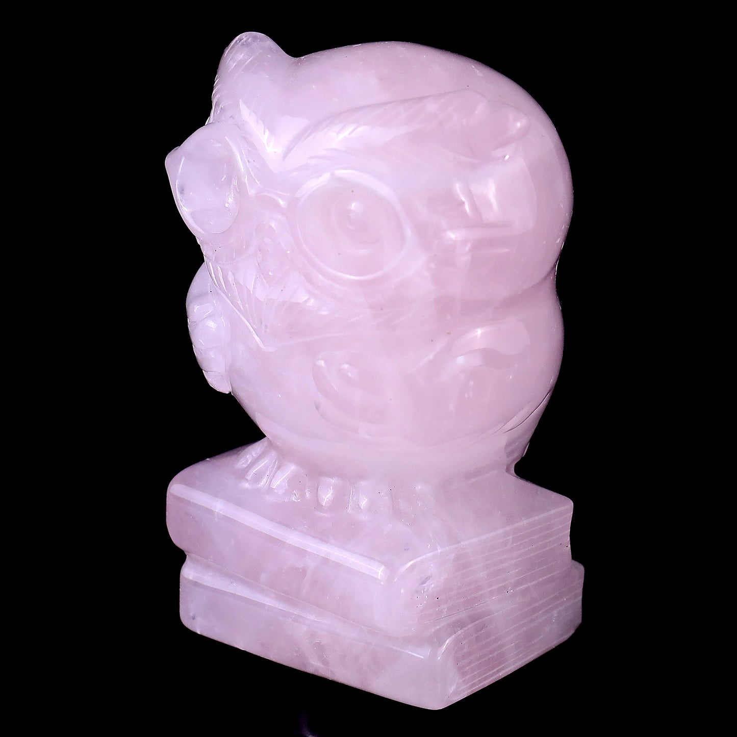 3.0" Rose Quartz Hand Carved Crystal Owl Sculpture Crystallumi