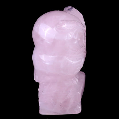 3.0" Rose Quartz Hand Carved Crystal Owl Sculpture Crystallumi