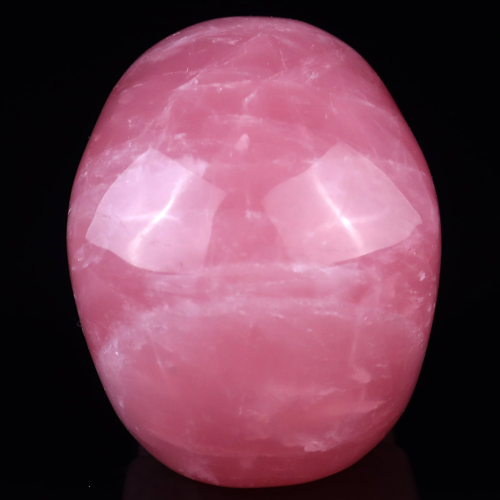 3.0" Rose Quartz Hand Carved Crystal Realistic Skull Sculpture Crystallumi