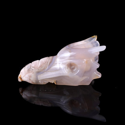 3.0" Sakura Agate Hand Carved Crystal Phoenix Skull Sculpture Crystallumi