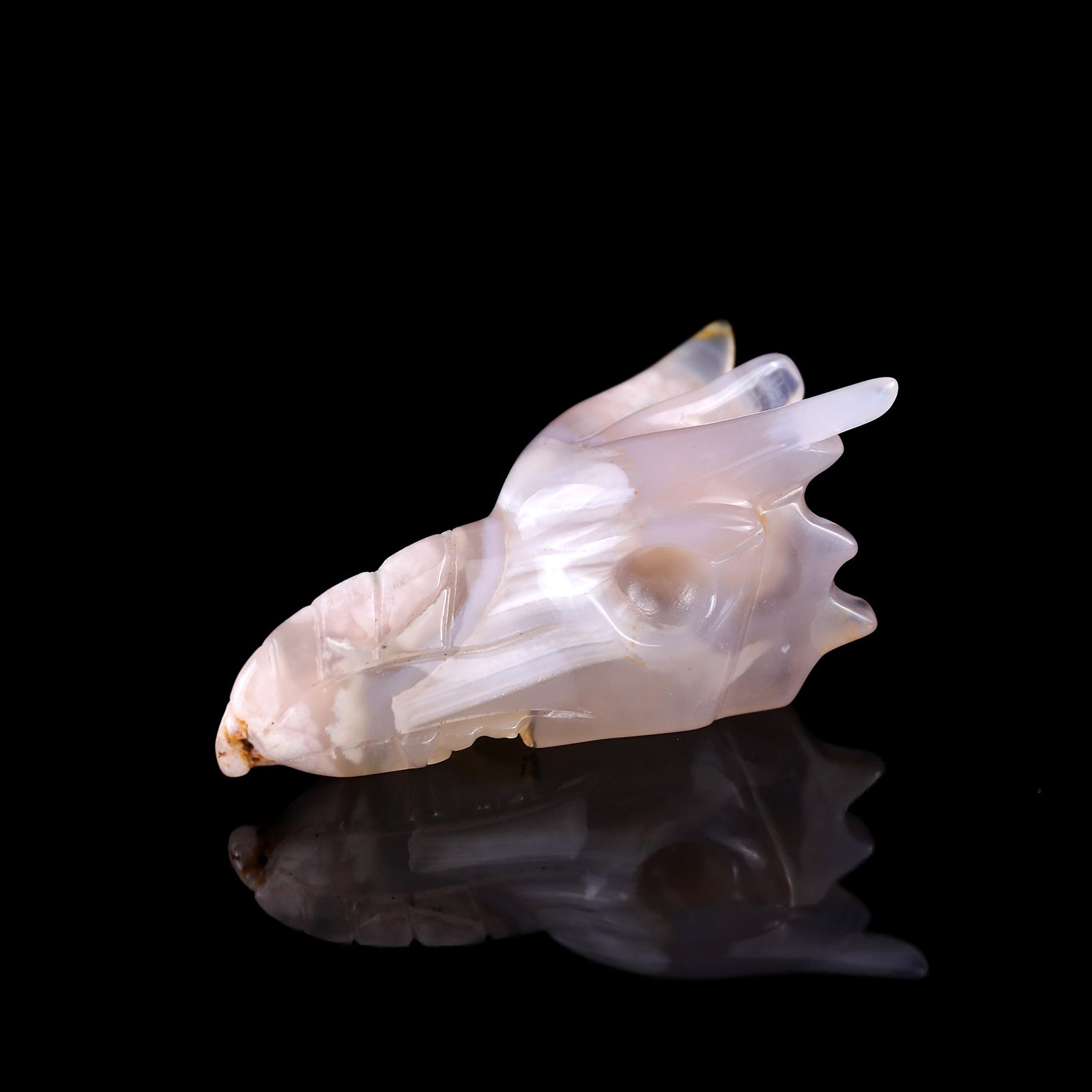 3.0" Sakura Agate Hand Carved Crystal Phoenix Skull Sculpture Crystallumi