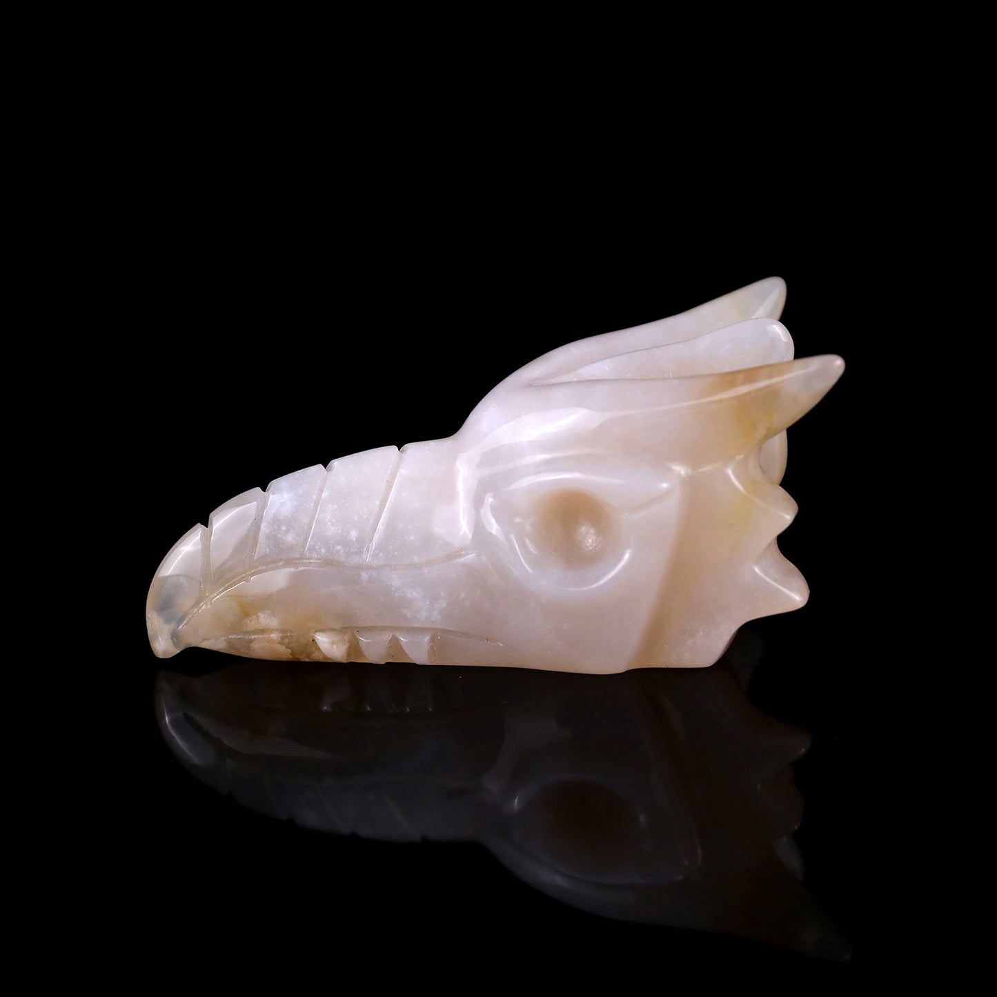 3.0" Sakura Agate Hand Carved Crystal Phoenix Skull Sculpture Crystallumi