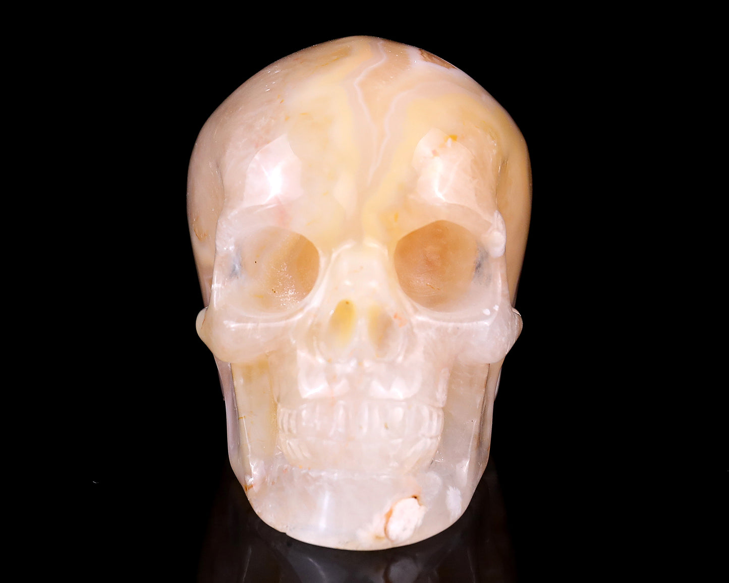 3.0" Sakura Agate Hand Carved Crystal Realistic Skull Sculpture Crystallumi