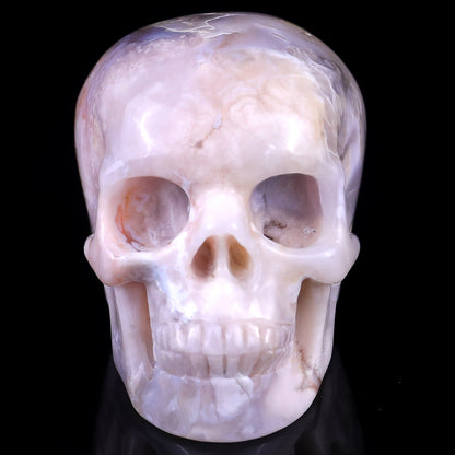 3.0" Sakura Agate Hand Carved Crystal Realistic Skull Sculpture Crystallumi