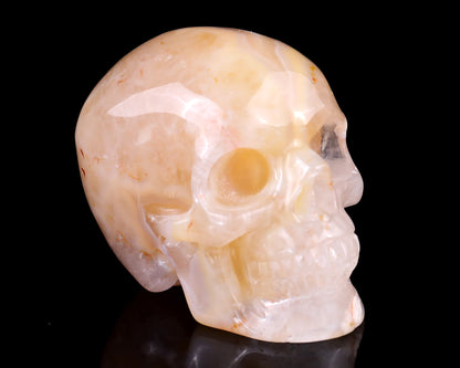 3.0" Sakura Agate Hand Carved Crystal Realistic Skull Sculpture Crystallumi