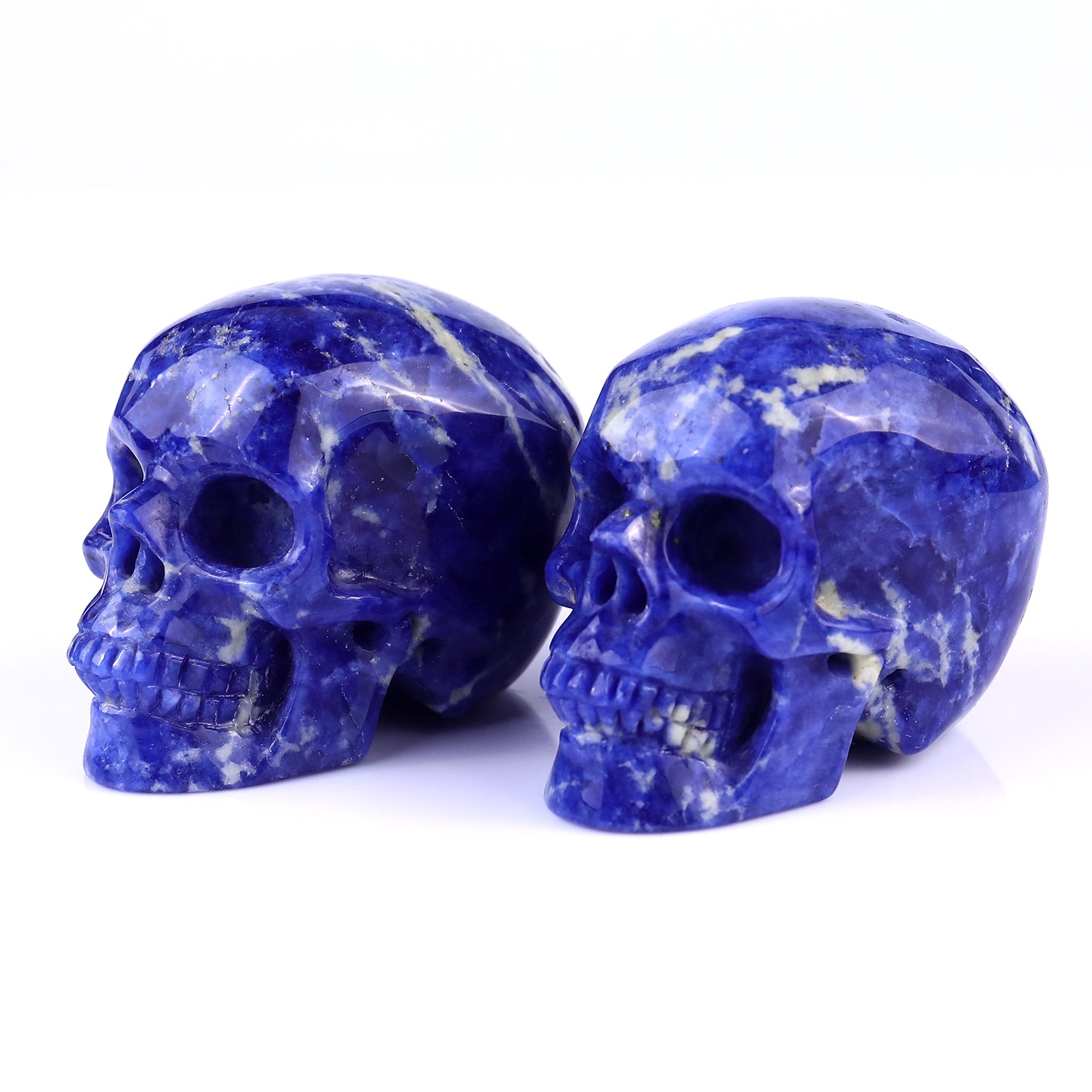 3.0" Sodalite Hand Carved Crystal Realistic Skull Sculpture Crystallumi