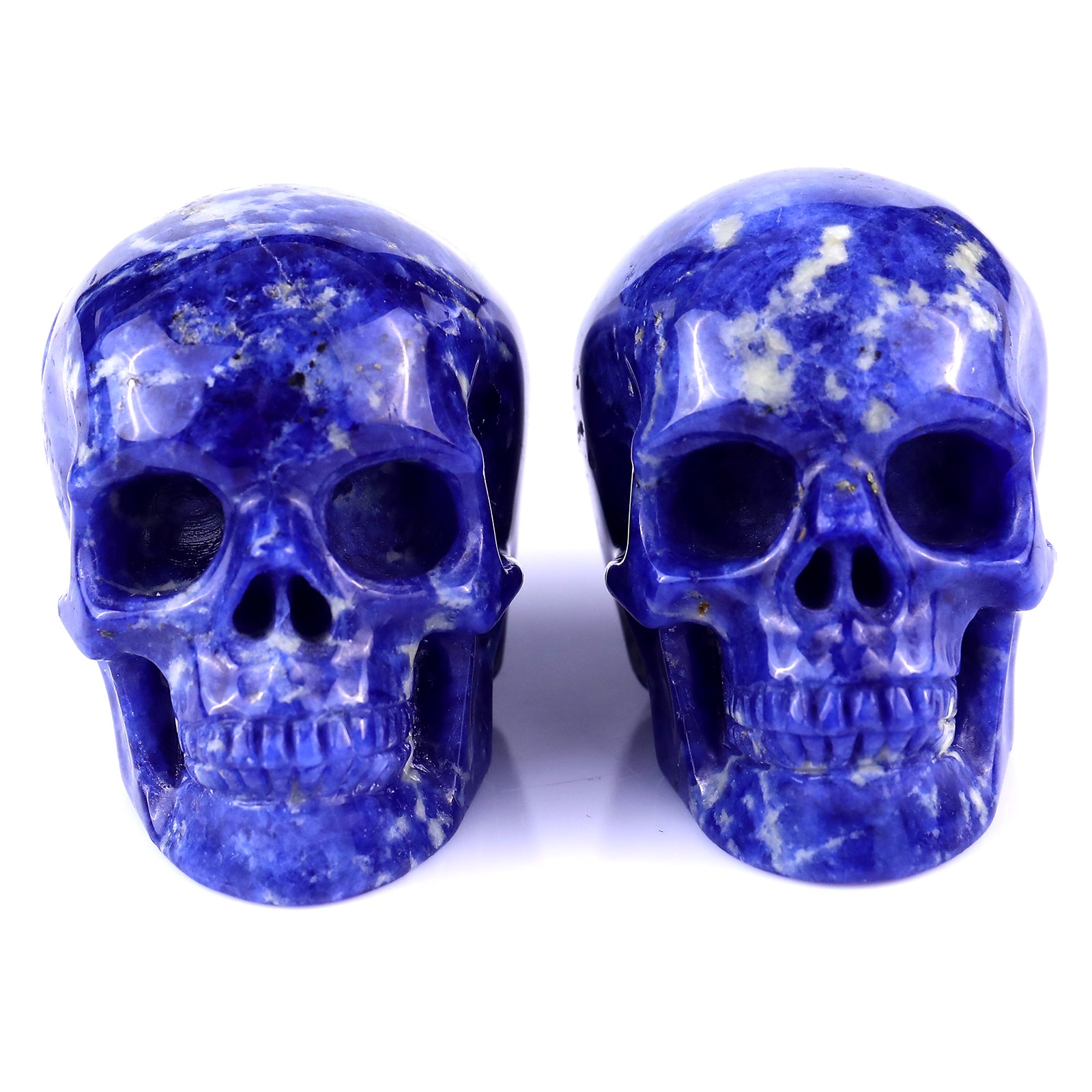 3.0" Sodalite Hand Carved Crystal Realistic Skull Sculpture Crystallumi