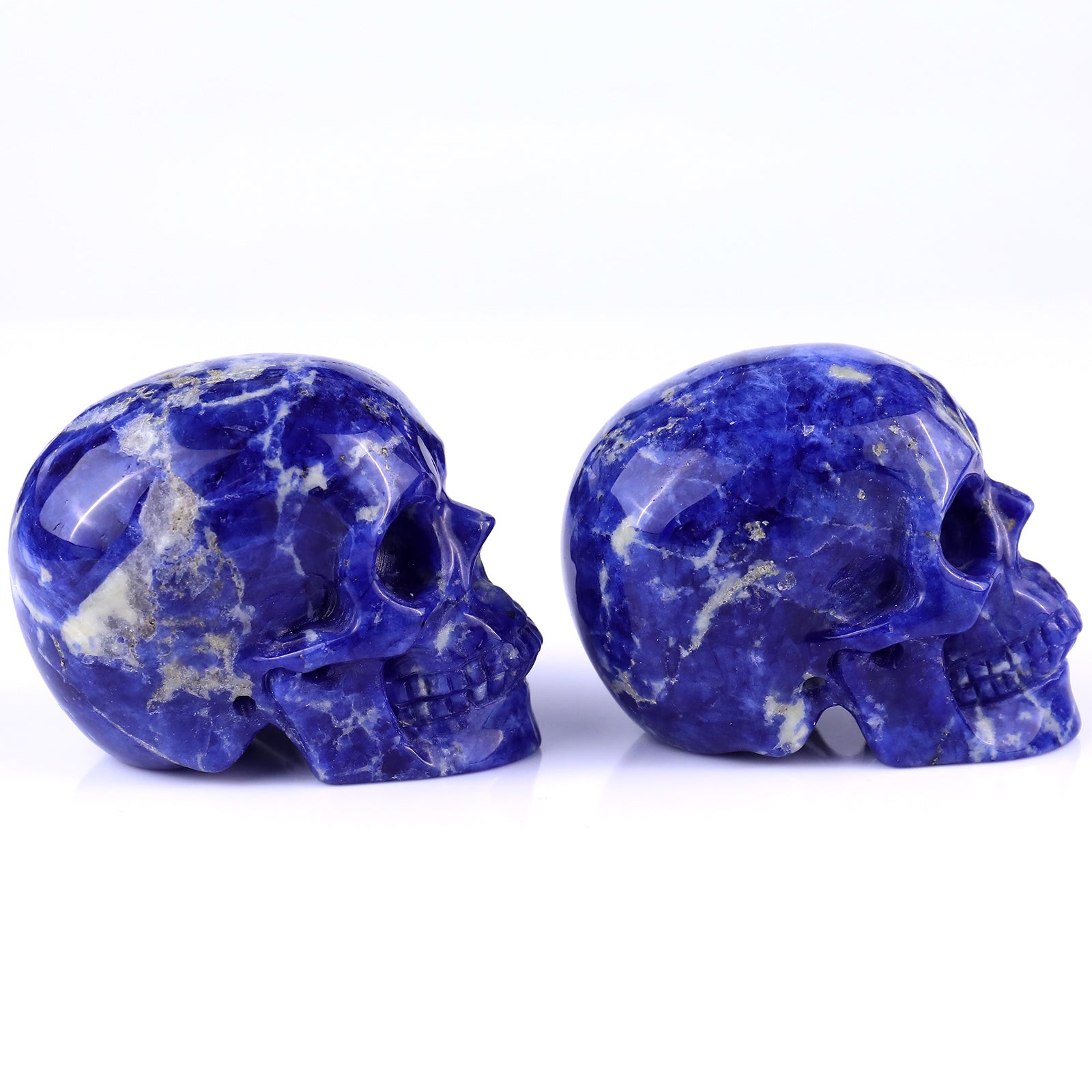 3.0" Sodalite Hand Carved Crystal Realistic Skull Sculpture Crystallumi