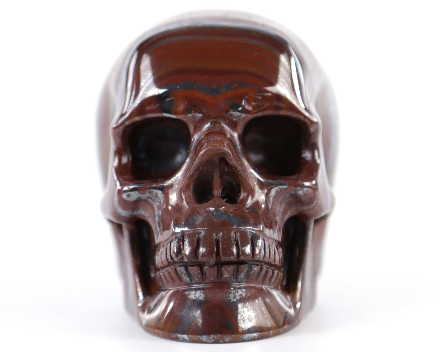 3.0" Tiger Iron Eye Hand Carved Crystal Realistic Skull Sculpture Crystallumi