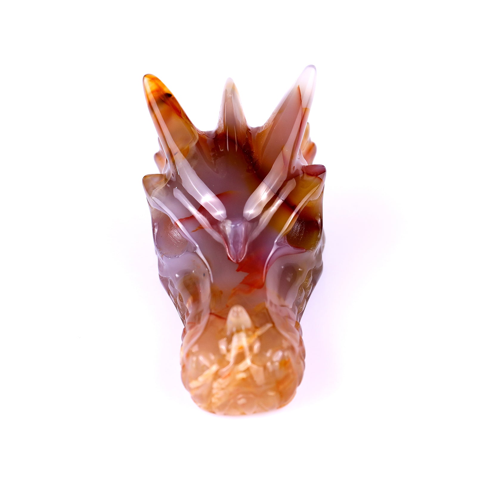 3.1" Agate Hand Carved Crystal Dragon Skull Sculpture Crystallumi