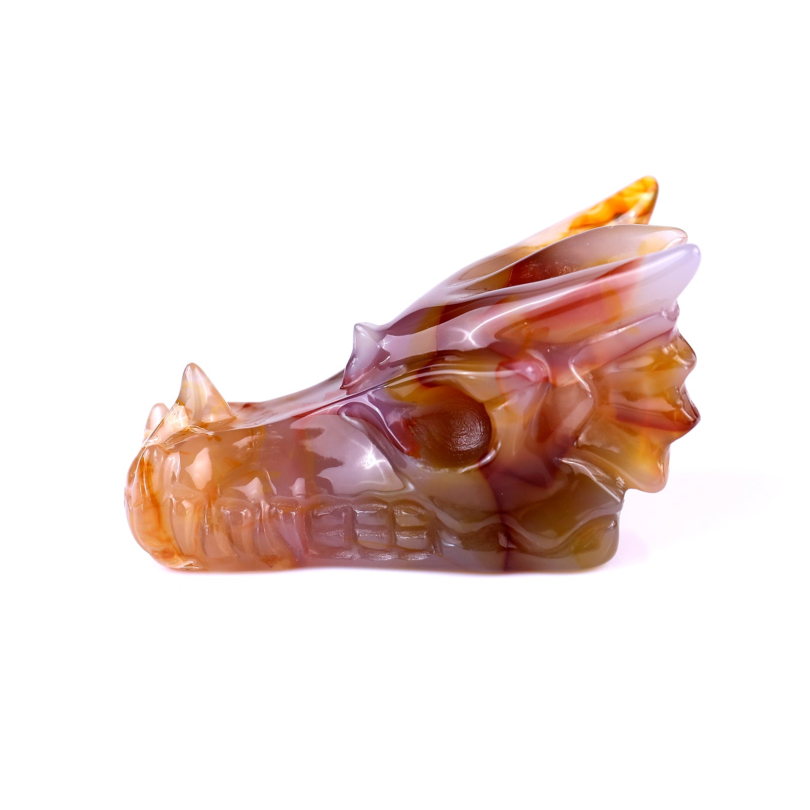 3.1" Agate Hand Carved Crystal Dragon Skull Sculpture Crystallumi