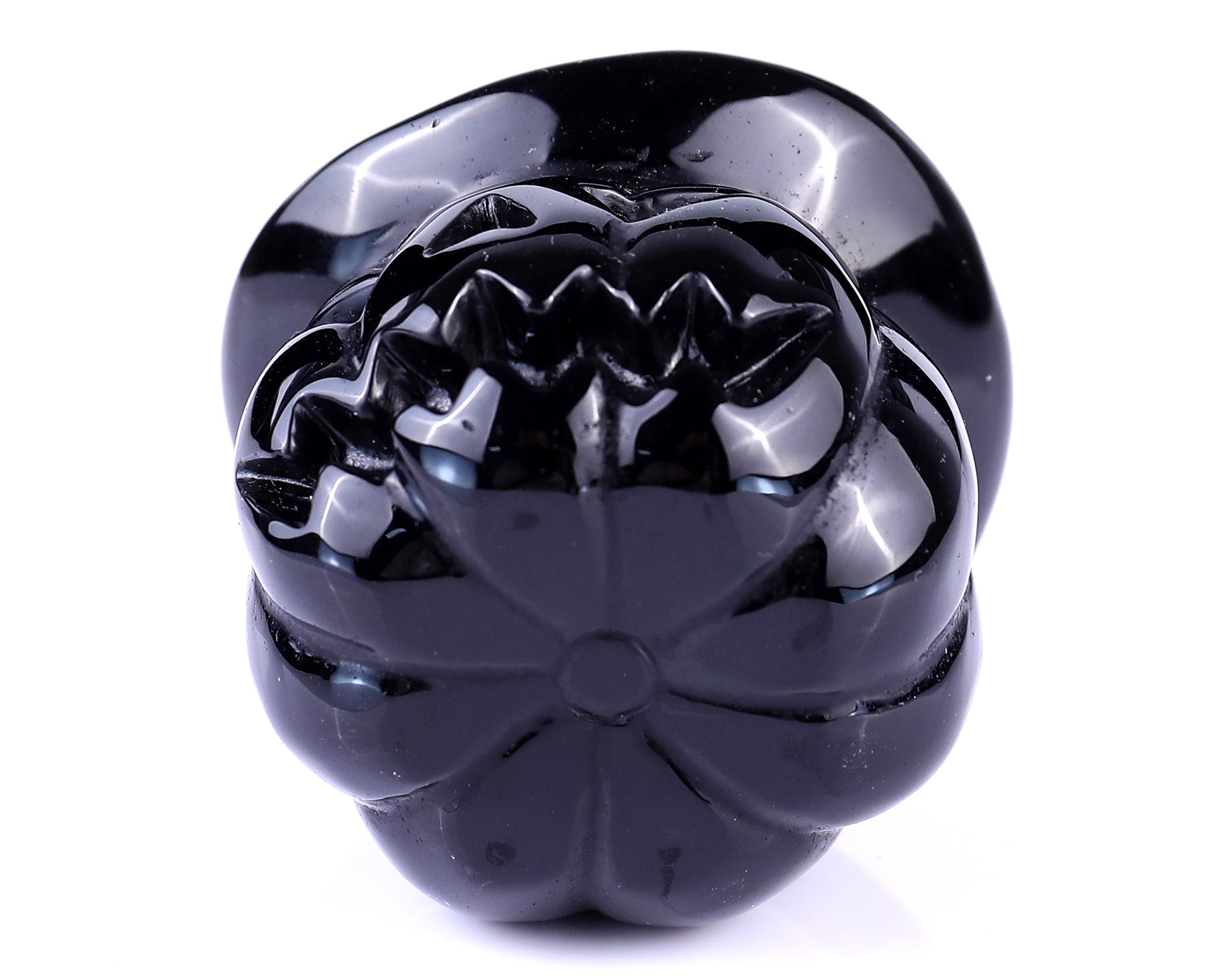 3.1" Black Obsidian Hand Carved Crystal Pumpkin Wizard,Halloween Gift Crystallumi