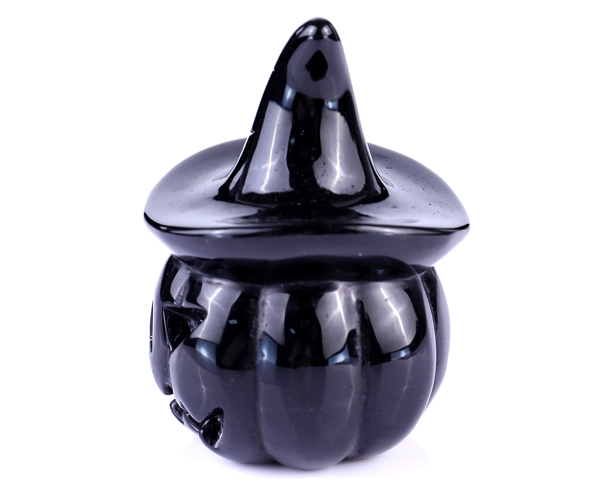 3.1" Black Obsidian Hand Carved Crystal Pumpkin Wizard,Halloween Gift Crystallumi