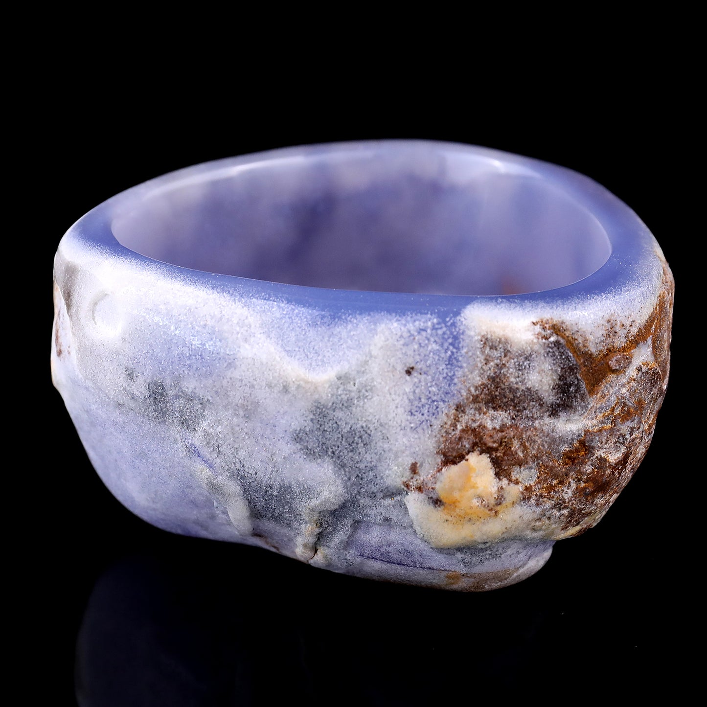 3.1" Blue Chalcedony Hand Carved Crystal Bowl Crystallumi