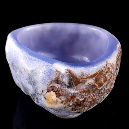 3.1" Blue Chalcedony Hand Carved Crystal Bowl Crystallumi