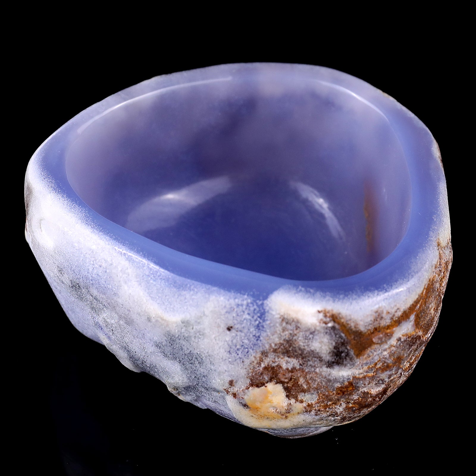 3.1" Blue Chalcedony Hand Carved Crystal Bowl Crystallumi