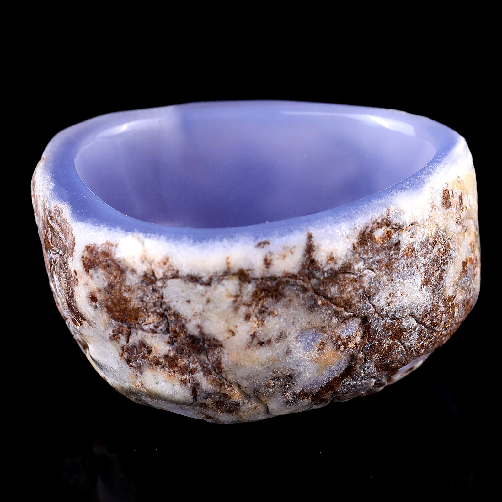 3.1" Blue Chalcedony Hand Carved Crystal Bowl Crystallumi