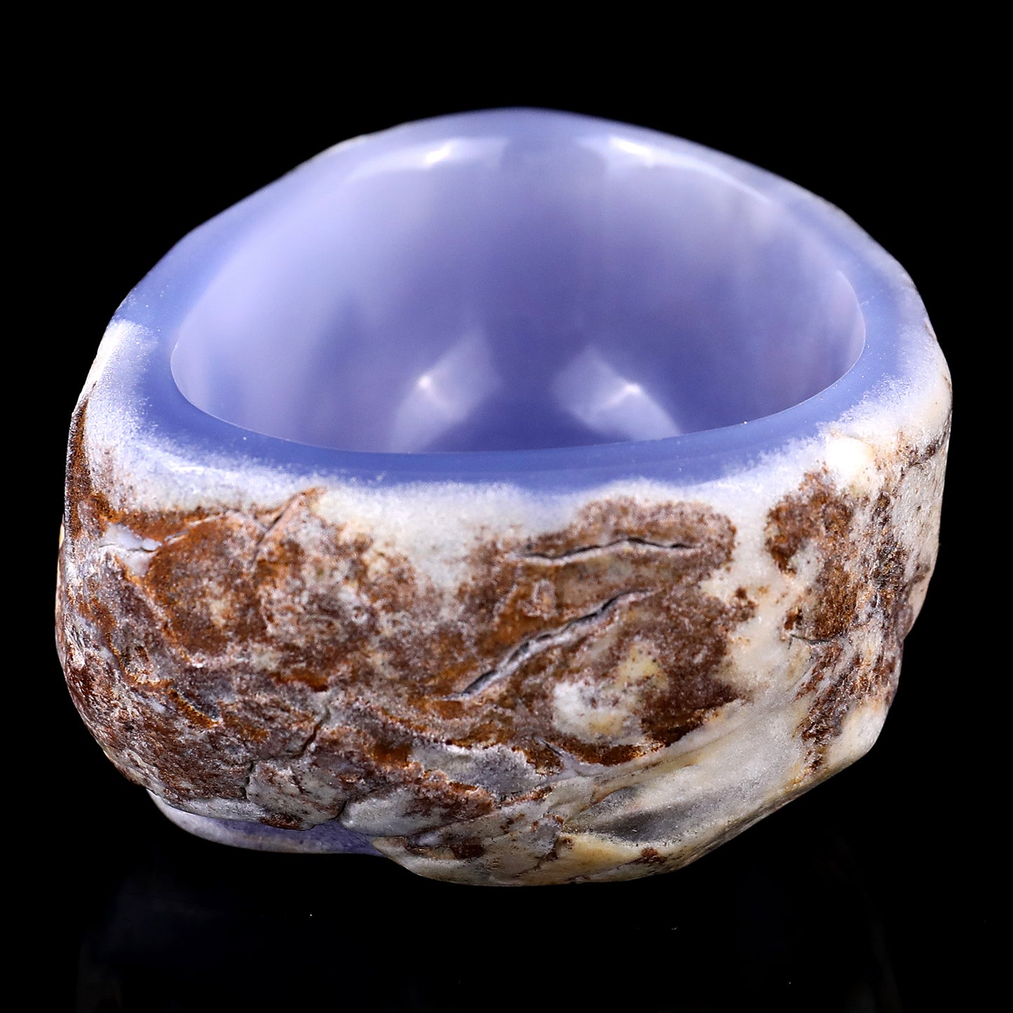 3.1" Blue Chalcedony Hand Carved Crystal Bowl Crystallumi