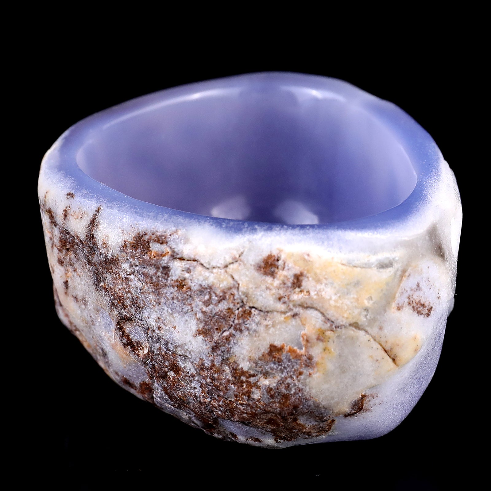 3.1" Blue Chalcedony Hand Carved Crystal Bowl Crystallumi