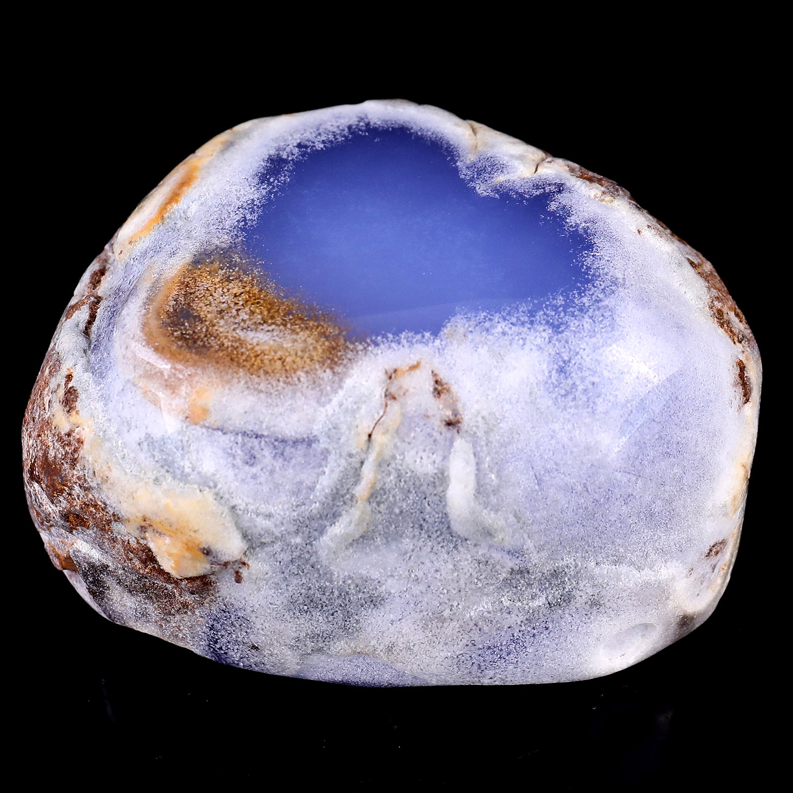 3.1" Blue Chalcedony Hand Carved Crystal Bowl Crystallumi