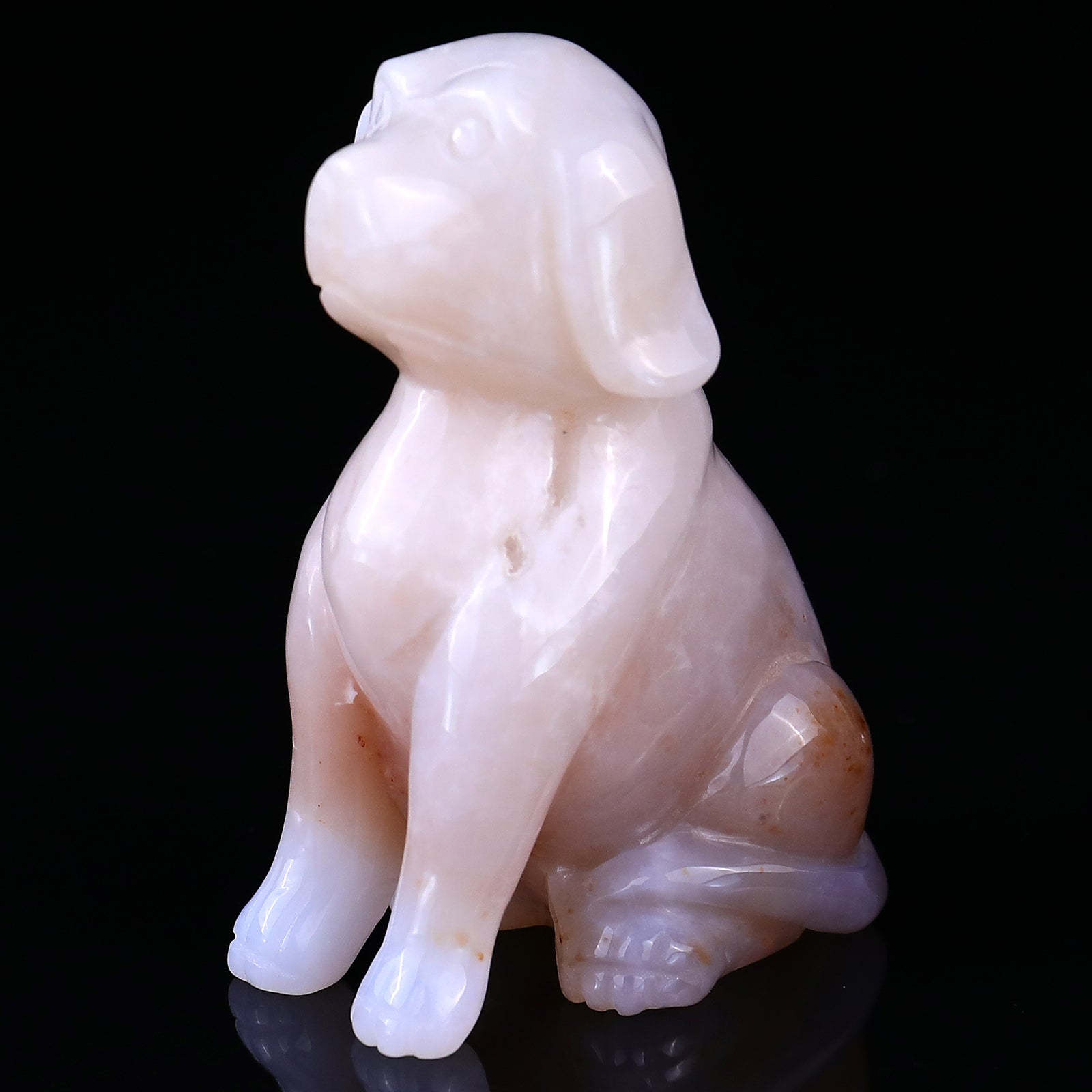 3.1" Blue Chalcedony Hand Carved Crystal Dog Sculpture Crystallumi