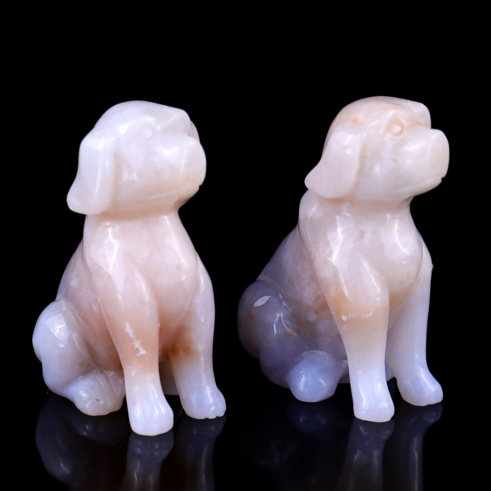 3.1" Blue Chalcedony Hand Carved Crystal Dog Sculpture Crystallumi