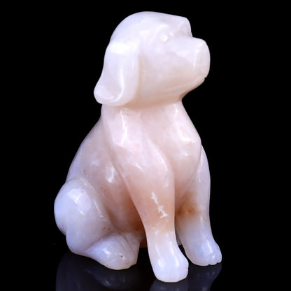 3.1" Blue Chalcedony Hand Carved Crystal Dog Sculpture Crystallumi