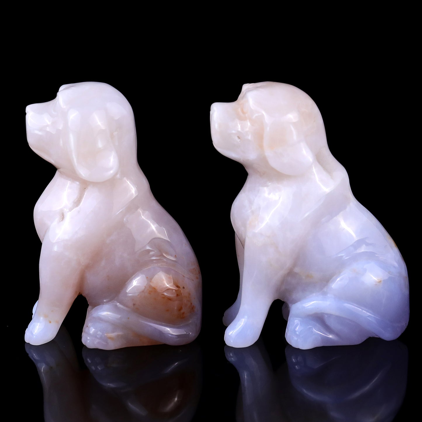 3.1" Blue Chalcedony Hand Carved Crystal Dog Sculpture Crystallumi