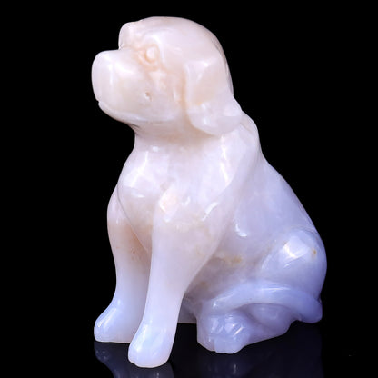 3.1" Blue Chalcedony Hand Carved Crystal Dog Sculpture Crystallumi