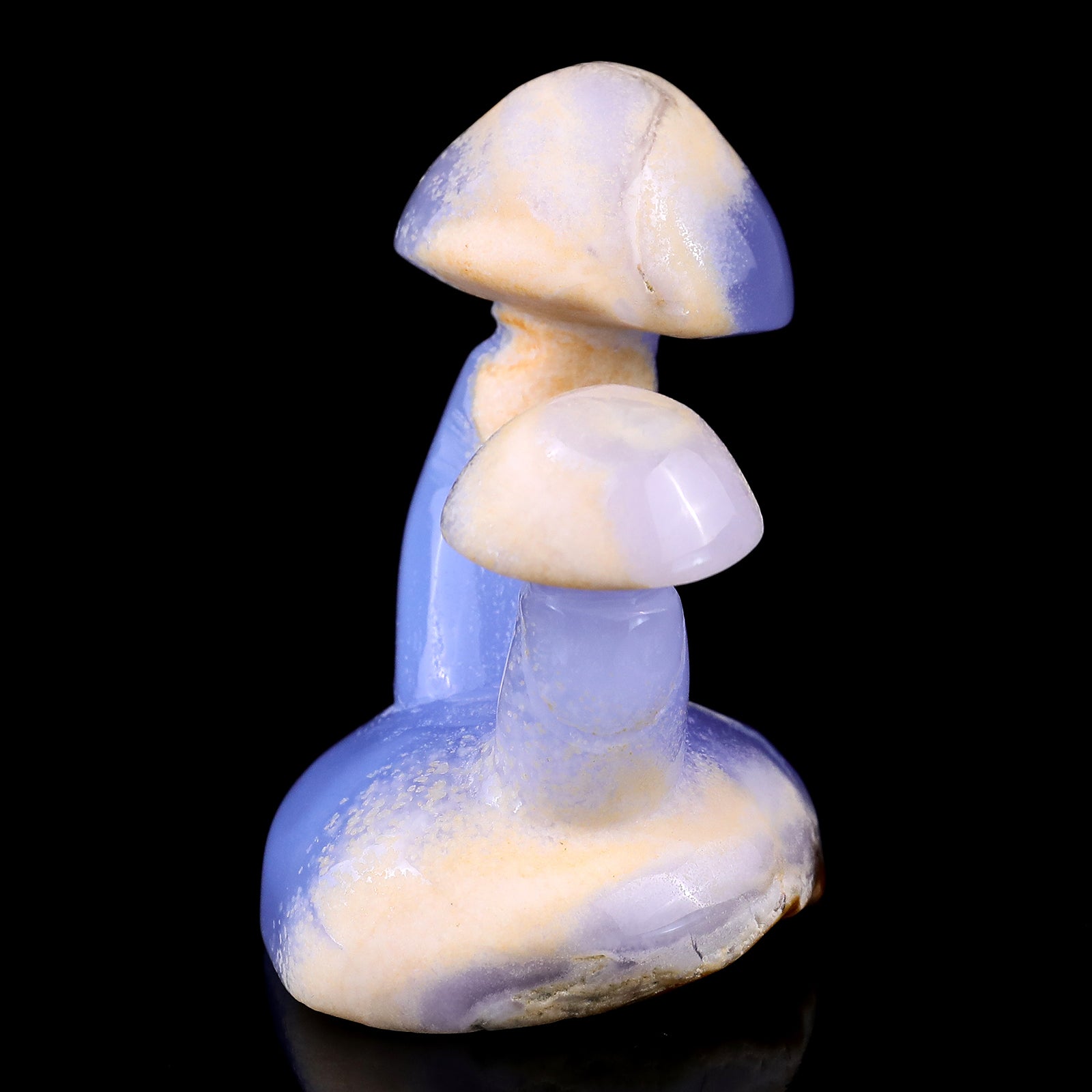 3.1" Blue Chalcedony Hand Carved Crystal Mushrooms Sculpture Crystallumi