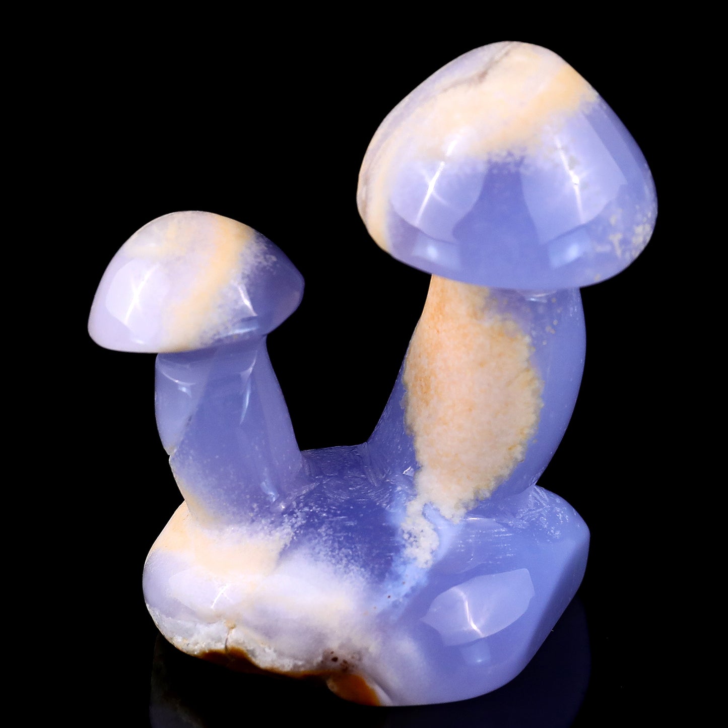 3.1" Blue Chalcedony Hand Carved Crystal Mushrooms Sculpture Crystallumi