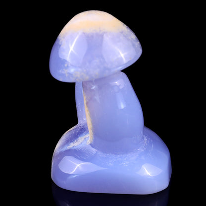 3.1" Blue Chalcedony Hand Carved Crystal Mushrooms Sculpture Crystallumi