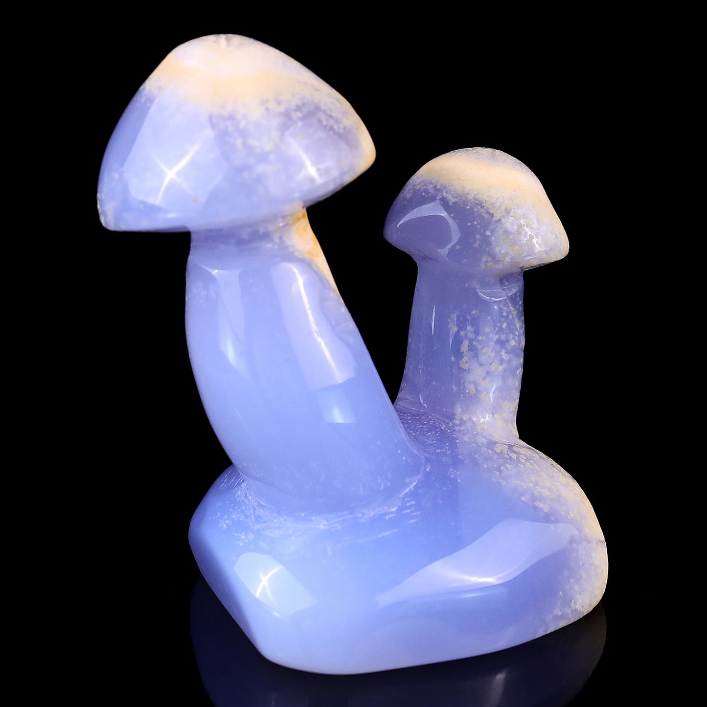 3.1" Blue Chalcedony Hand Carved Crystal Mushrooms Sculpture Crystallumi