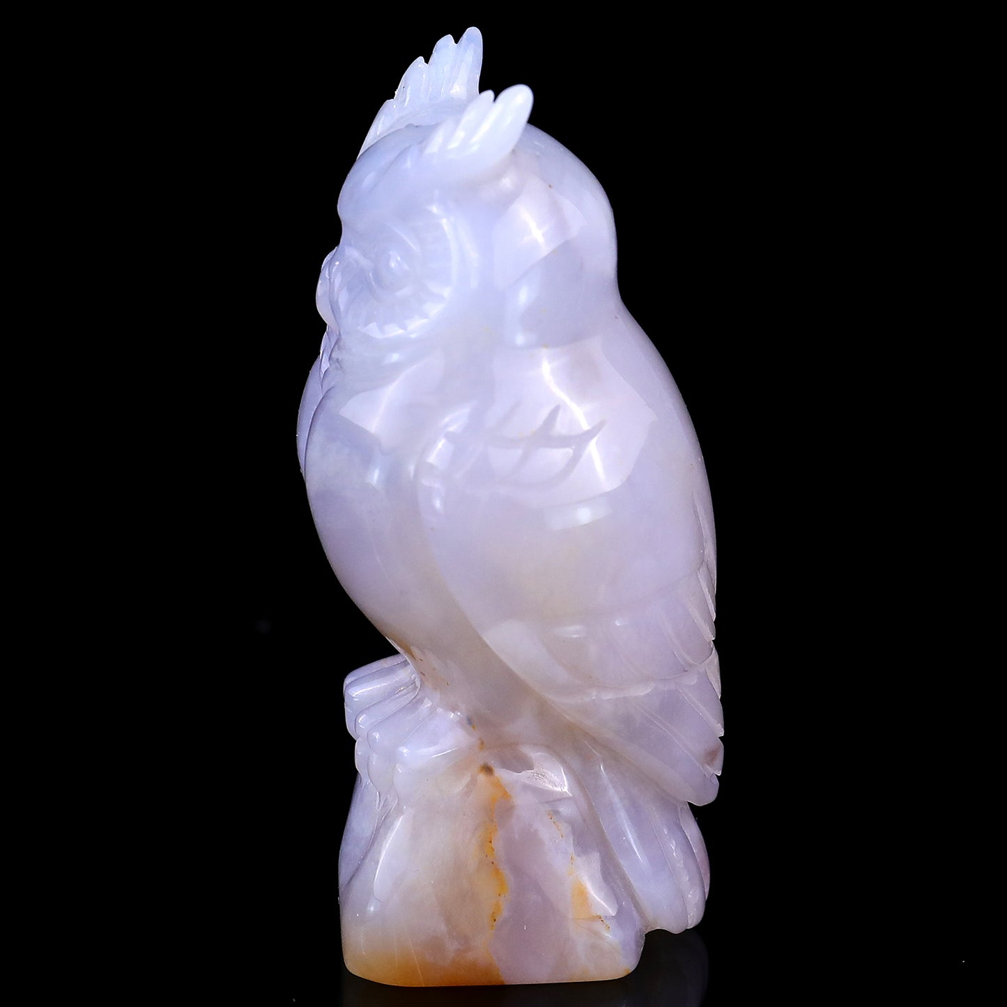 3.1" Blue Chalcedony Hand Carved Crystal Owl Sculpture Crystallumi